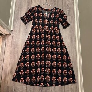 Chic Black Maxi Dress with Pink Floral Design